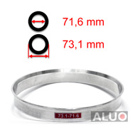Aluminium hub centric - spigot rings 73,1 - 71,6 mm ( 73.1 - 71.6 )